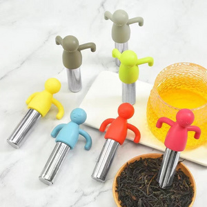 Customize  Infusor de te Silicone Handle Stainless Steel Tea Infuser Strainer, Tube Shape Loose Leaf Tea Infuser