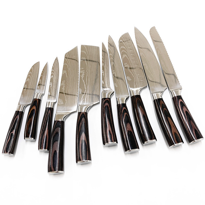 Top Sale 10pcs Kitchen knives set cuchillos cocina profesional Stainless Steel Chopper 8 Inch Chef Knife