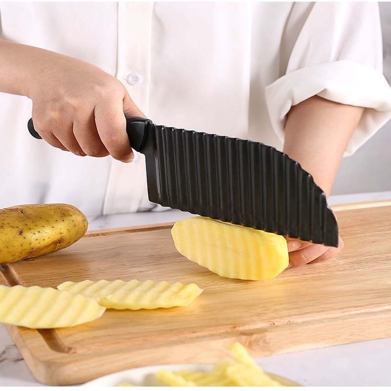 Cortador de patatas Stainless Steel Fruit Vegetable Crinkle Cutter Wavy Chip French Fry Slicer Potato Cutter