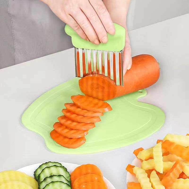 Kitchen Gadget Stainless Steel Potato Slicer Chopper Vegetable Crinkle Cutter for Potato Cucumber Carrot