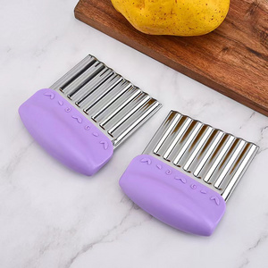 Kitchen Gadget Stainless Steel Potato Slicer Chopper Vegetable Crinkle Cutter for Potato Cucumber Carrot