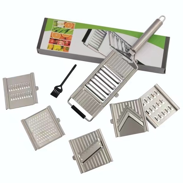 Manual Kitchen Tools picador de verduras Metal Cheese Shredder Grater 6 in 1 Vegetable Chopper With Brush