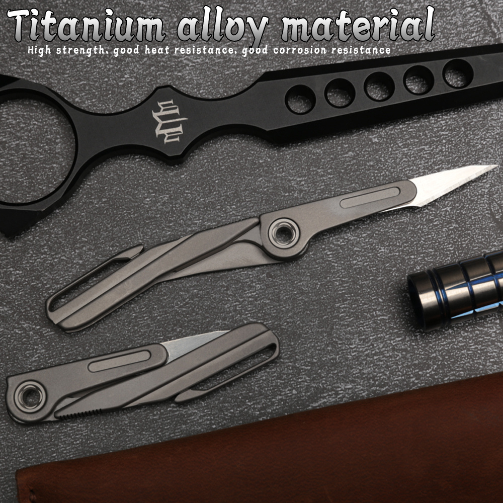 Titanium Utility Knife Box Cutter Razor Blade EDC Mini pocket knife with replaceable blade