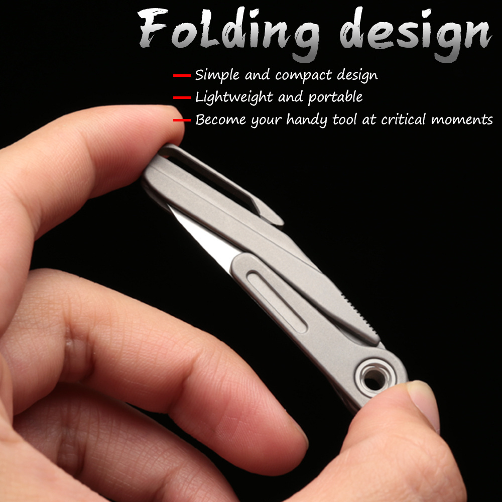 Titanium Utility Knife Box Cutter Razor Blade EDC Mini pocket knife with replaceable blade