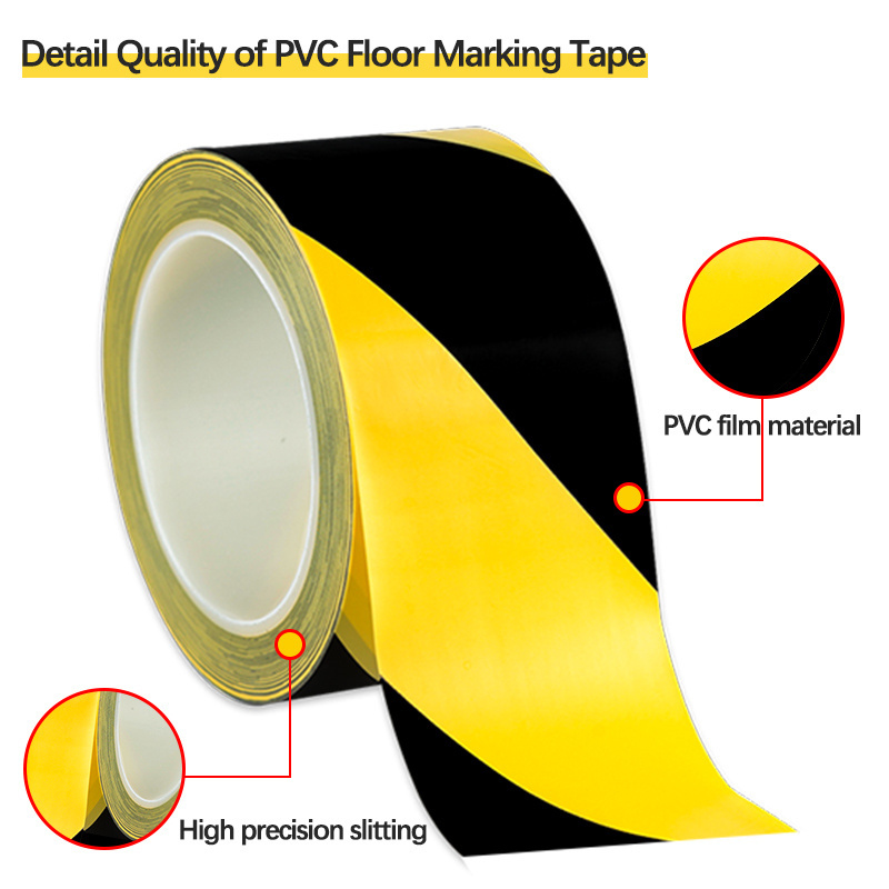 YOU JIANG Waterproof and Wear-resistant Yellow and Black PVC Floor Safety Warning Tape for Transportation and Road Safety