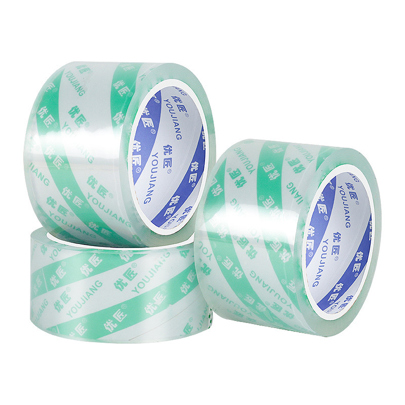 YOU JIANG Factory Wholesale Custom No Bubbles Clear Lightly Yellowish Free Sample Adhesive Sealing Tape Bopp Packaging Tape