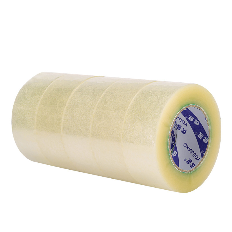 YOU JIANG Factory Wholesale Custom No Bubbles Clear Lightly Yellowish Free Sample Adhesive Sealing Tape Bopp Packaging Tape