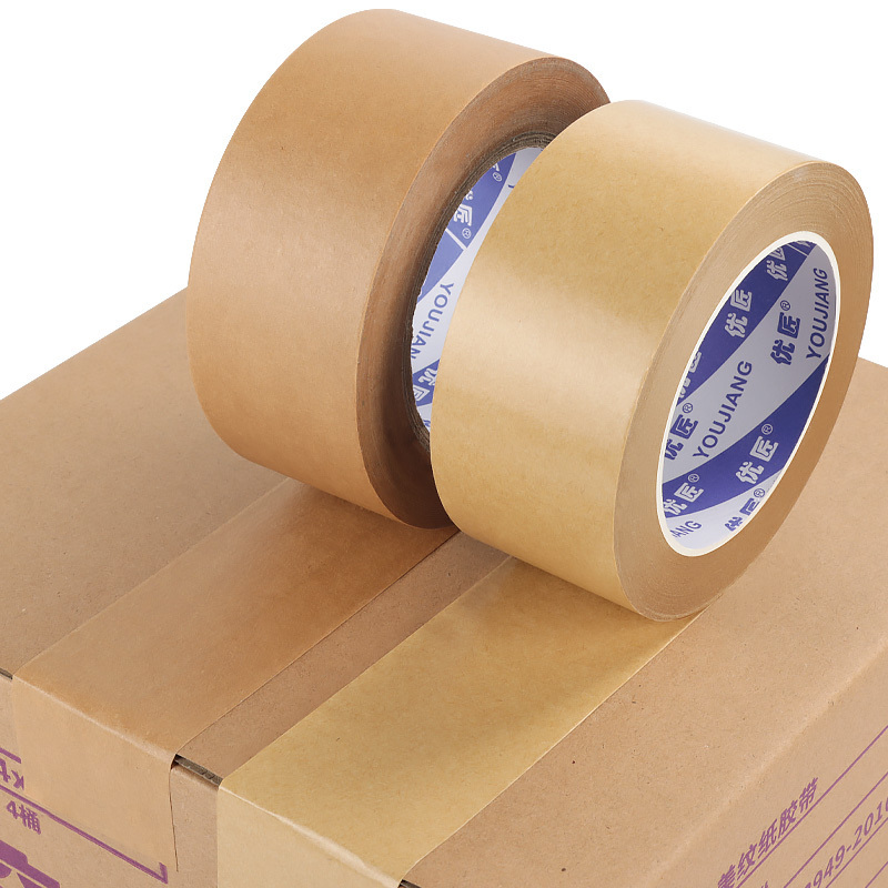 YOUJIANG Paper Adhesive Reinforced Craft Activated Glue Lined Water-lined Active Roll 150mic Water Kraft Paper Shipping Tape