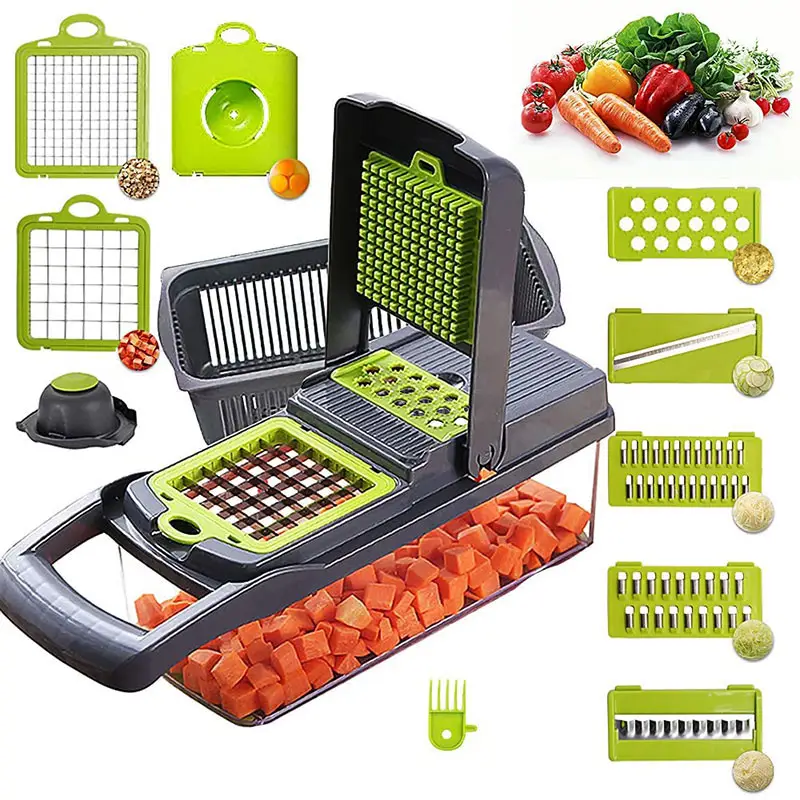 Hot selling Multi functional food cutter kitchen accessories 12 in 1 mandoline slicer time-and Labor-Saving vegetable chopper