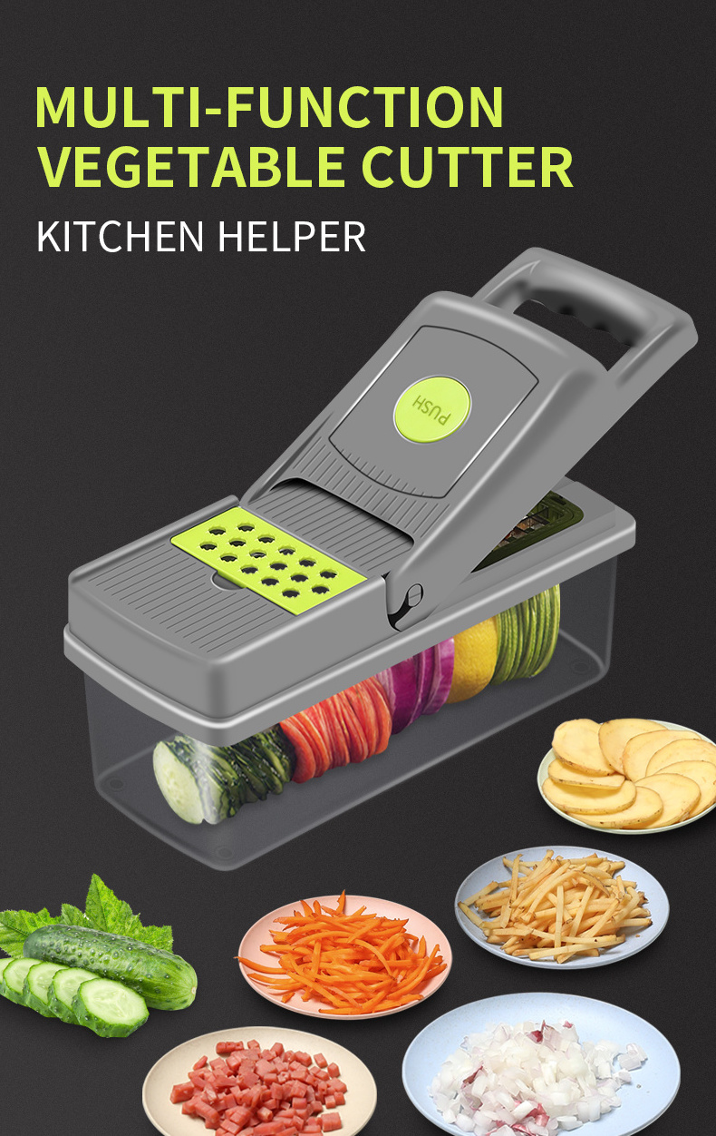 Hot selling Multi functional food cutter kitchen accessories 12 in 1 mandoline slicer time-and Labor-Saving vegetable chopper