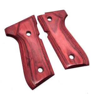 CNC Machined Handle Part Red Smooth High Polished Laminate Diamond Wood Tactical 92F Grips for Shooting