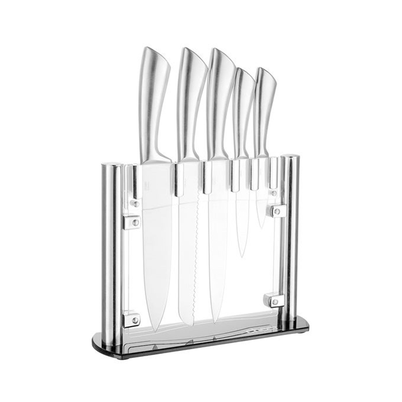 Excellent houseware Manufacturer bass kitchen knives stainless steel 6pcs kichen knife set block with acrylic stand online