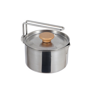 Outdoor camping 304 stainless steel kettle Hiking portable folding fishing multi-function camping pot