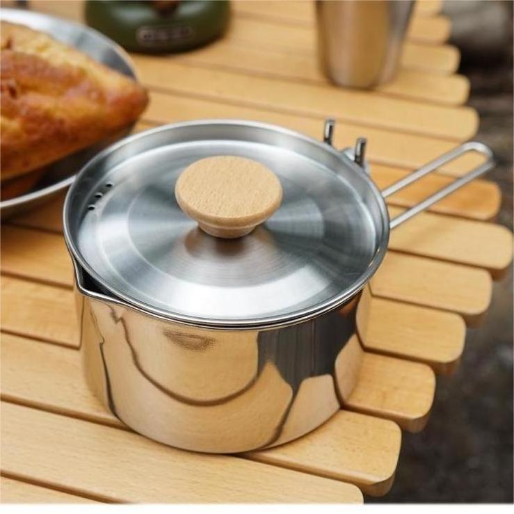 Outdoor camping 304 stainless steel kettle Hiking portable folding fishing multi-function camping pot