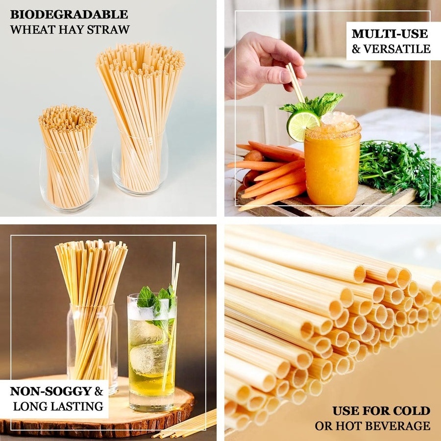 New eco friendly 100 biodegradable grass disposable wheat tube straw custom individually wrapped organic wheat drinking straws