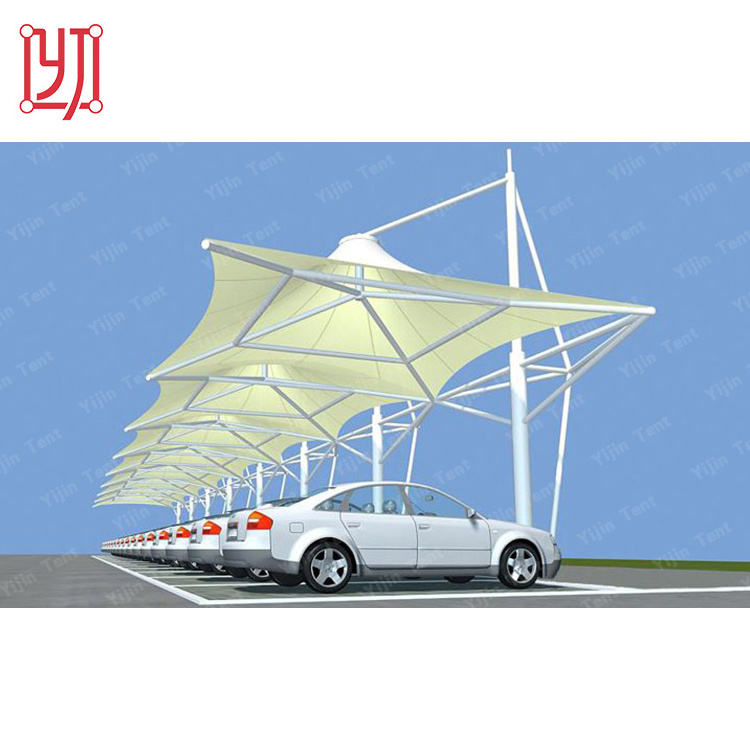 Q235 steel tensile fabric car parking carport car roof tent membrane structure shade