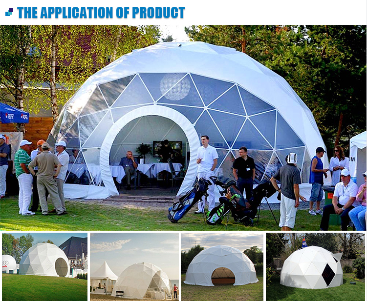 Waterproof big 10m 12m 15m party geodesic dome round tents glamping dome tent for events trade show