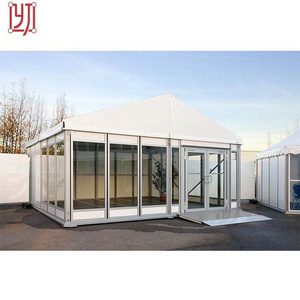 Customized glass wall tent with White marquee  for semi-permanent use