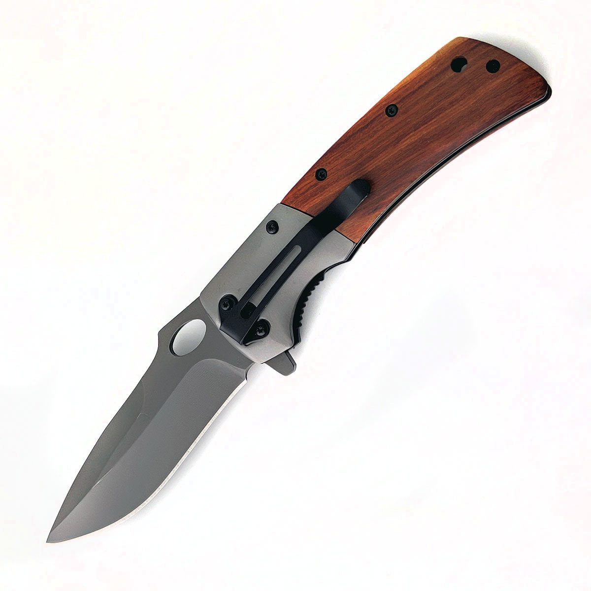 Wholesale High Quality EDC Wood Handle Folding Knives Camping Hiking Hunting Pocket Knife with belt clip