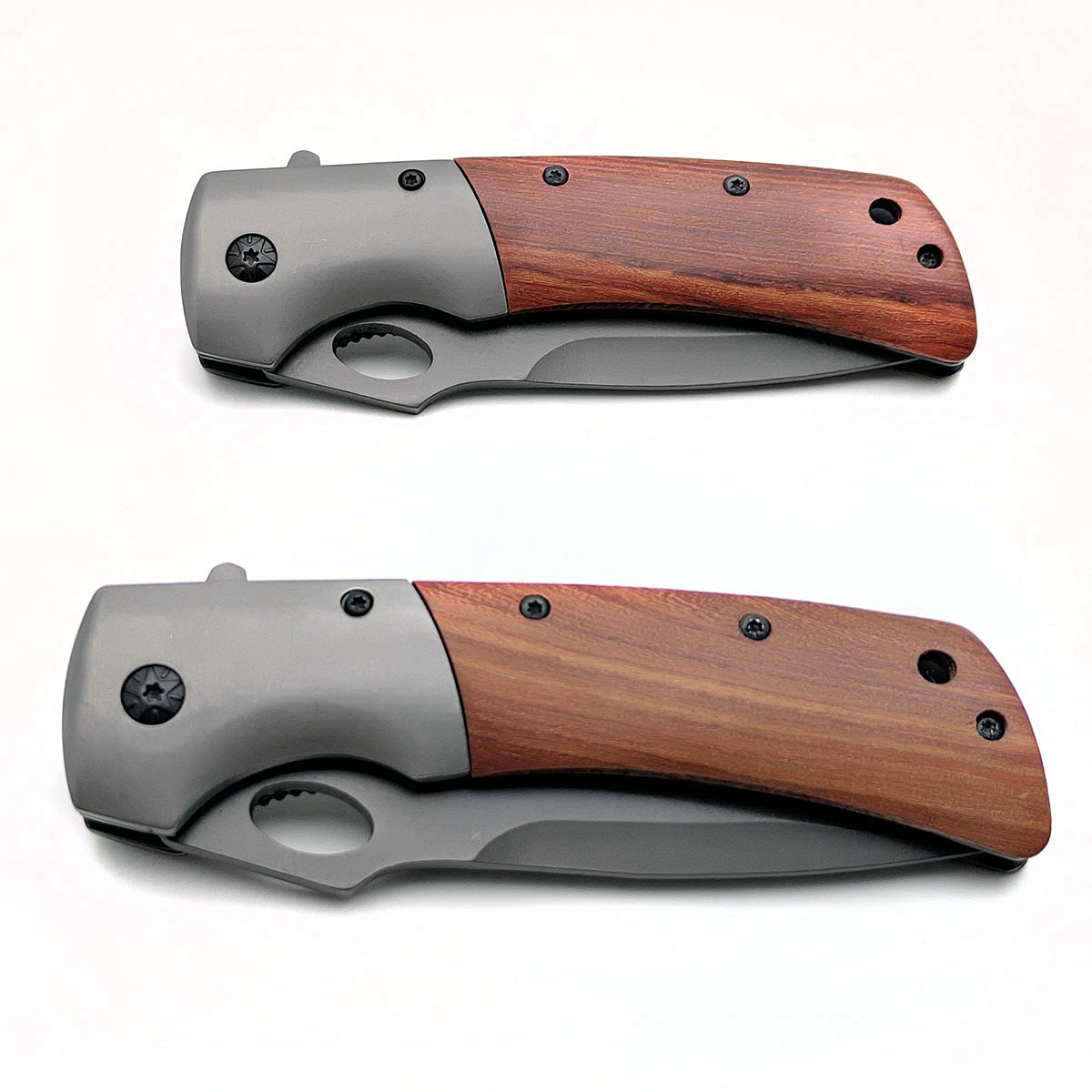 Wholesale High Quality EDC Wood Handle Folding Knives Camping Hiking Hunting Pocket Knife with belt clip