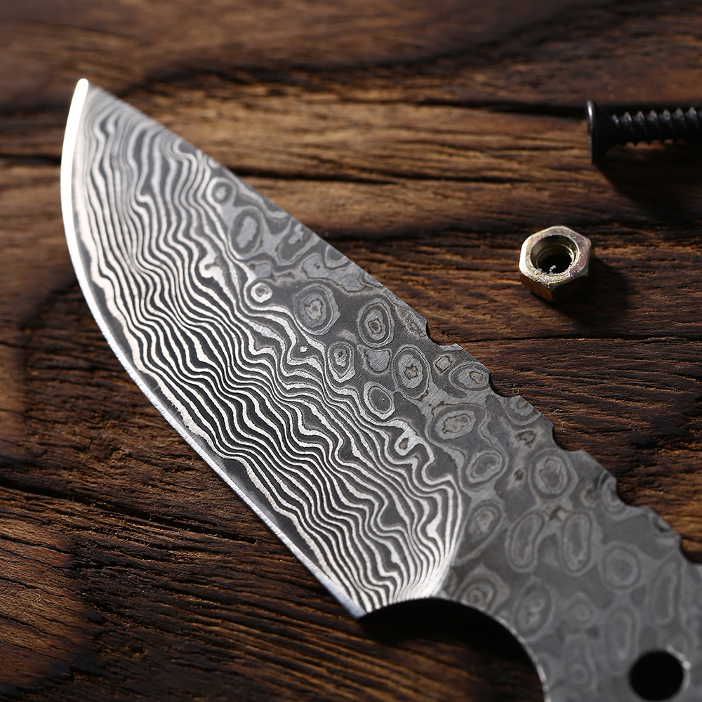 Full Tang Blank Knife Made Blade Handmade Forged Damascus Steel  Multi-functional Cleaver DIY Knife Fixed Blank Blade