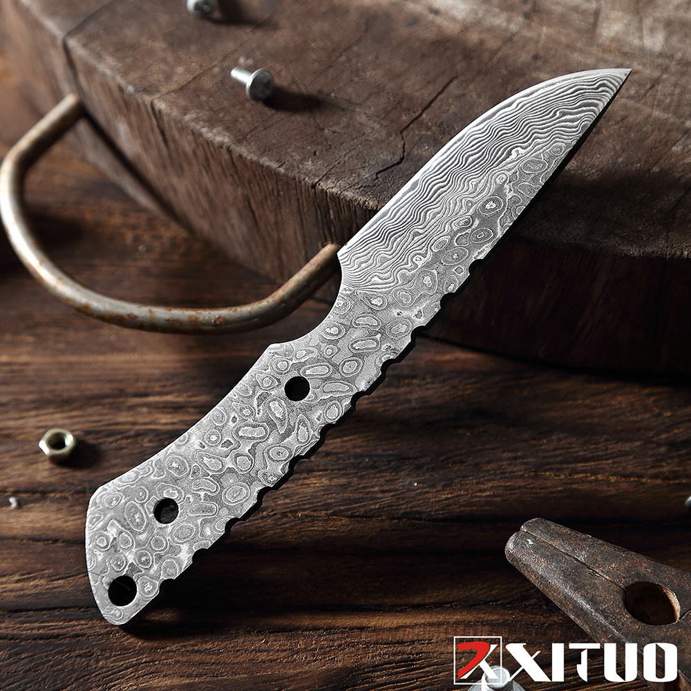 Full Tang Blank Knife Made Blade Handmade Forged Damascus Steel  Multi-functional Cleaver DIY Knife Fixed Blank Blade