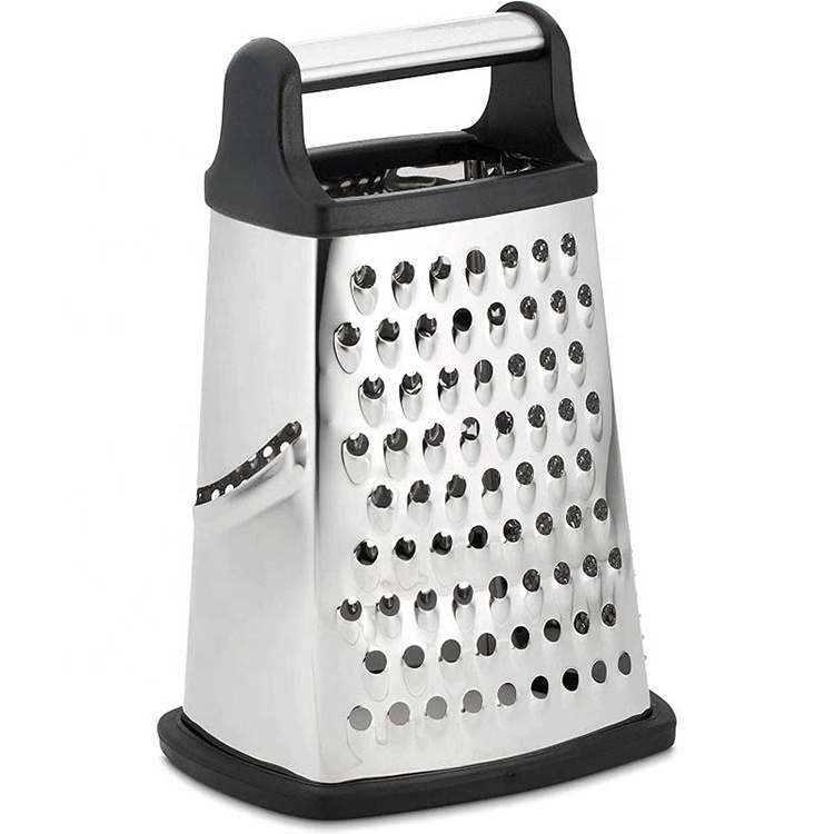 China Factory Vegetables Ginger Chopper Slicer 9 inch Stainless Steel 4 Sides Professional Box Cheese Grater with Container