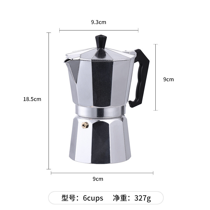 China Hot Selling Aluminium 300ml Percolator Italian Coffee Maker Stainless Steel Moka Coffee Pot Stovetop Espresso Maker