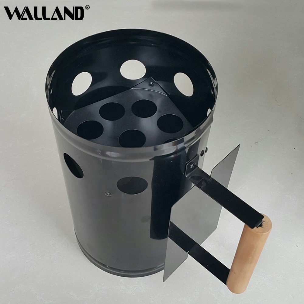 China Factory Custom Barbecue Accessories Cheap Black Iron Plating BBQ Grill Charcoal Chimney Starter