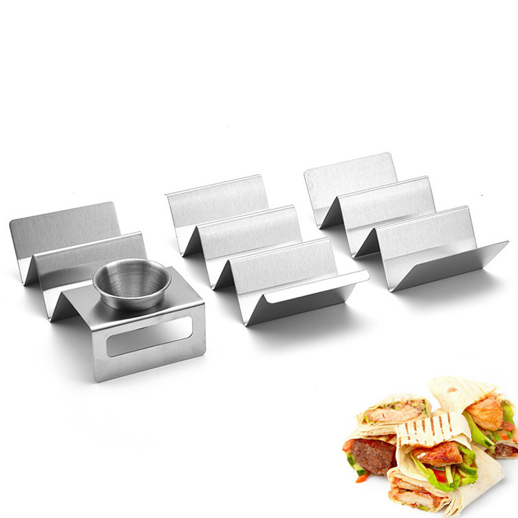 China Factory Stainless Steel Taco Stand Rack Tray Style Taco Holders for Baking Dishwasher and Grill Safe