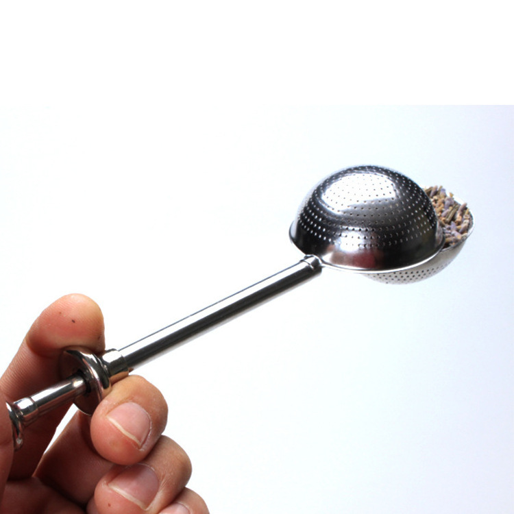 Ball Shape Tea Infuser Stainless Steel Tea Steeper With Push Handle