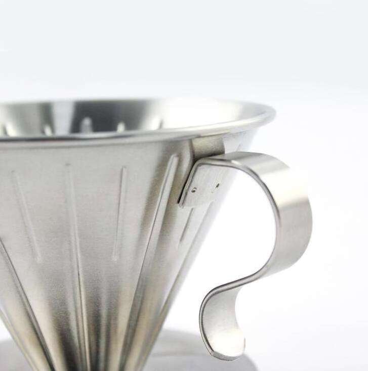 Pour Over Coffee Dripper Stainless Steel Slow Drip Coffee Filter Metal Cone Reusable Single Cup Coffee Maker