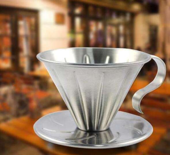 Pour Over Coffee Dripper Stainless Steel Slow Drip Coffee Filter Metal Cone Reusable Single Cup Coffee Maker