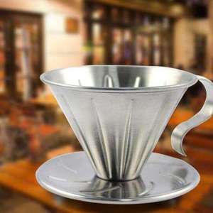 Pour Over Coffee Dripper Stainless Steel Slow Drip Coffee Filter Metal Cone Reusable Single Cup Coffee Maker