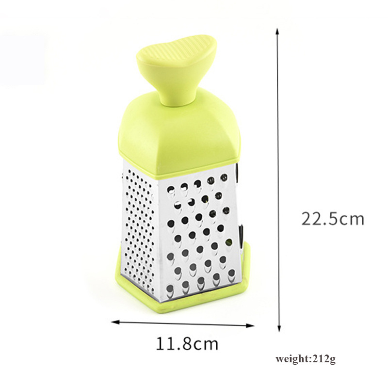 6 Sides Cheese Grater Stainless Steel Round Mandoline Multi Kitchen Grater Machine With Plastic Handle