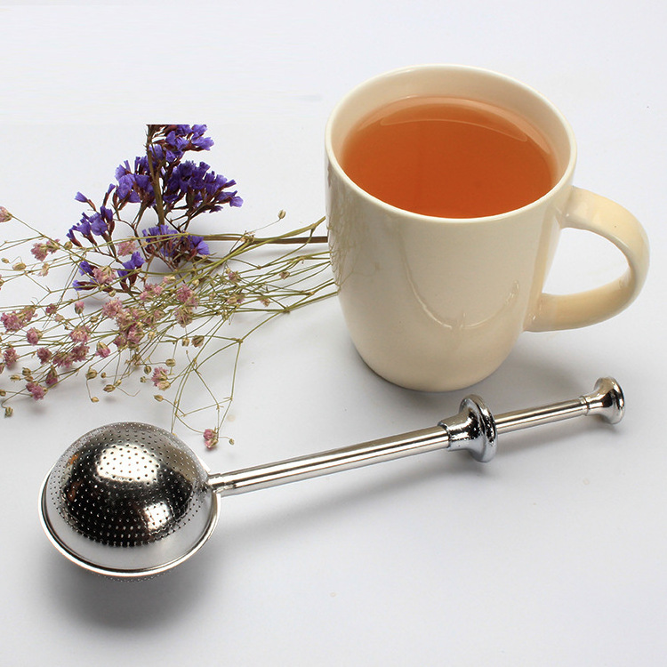 Ball Shape Tea Infuser Stainless Steel Tea Steeper With Push Handle