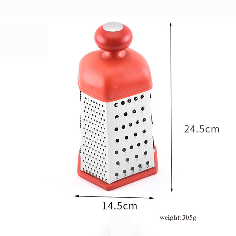 6 Sides Cheese Grater Stainless Steel Round Mandoline Multi Kitchen Grater Machine With Plastic Handle