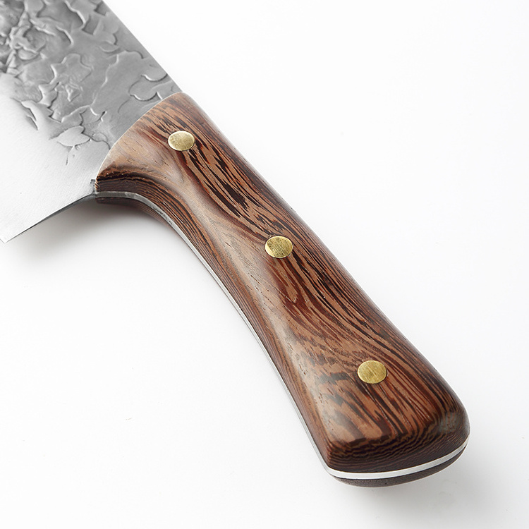 Handmade Forged Steel Knife with Wooden Handle Butcher Chopper Cleaver for Chicken Bone Kitchen Knives