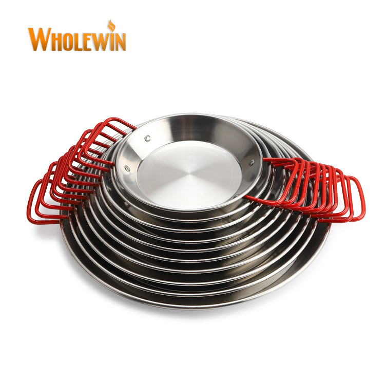 13 Inch Spanish Seafood Pan Stainless Steel Grill Pan with Double Handles Paella Pan Paella Pot Set