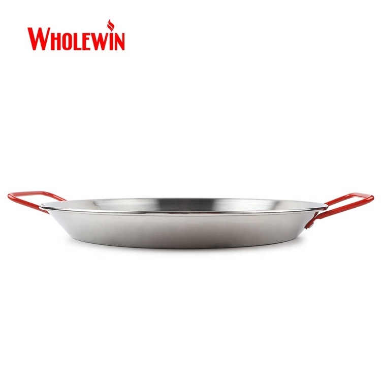 13 Inch Spanish Seafood Pan Stainless Steel Grill Pan with Double Handles Paella Pan Paella Pot Set