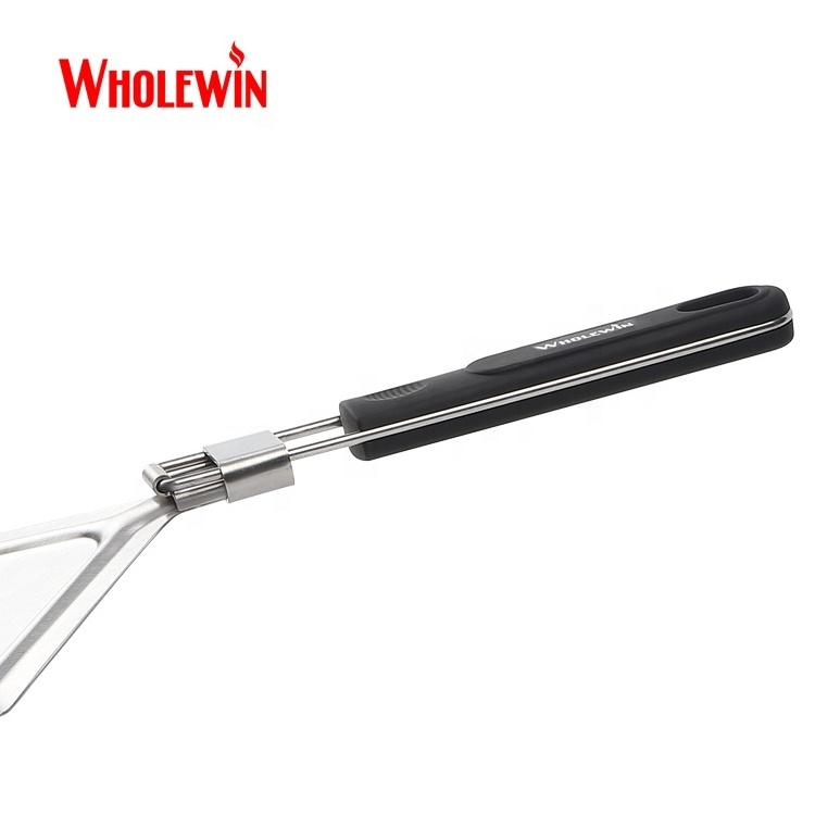 Hot Selling Stainless Steel Pizza Tools Functional Pizza Shovel and Turning Peel with Foldable Handle