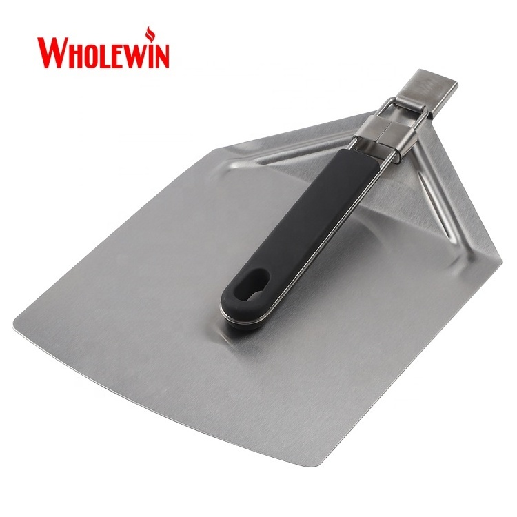 Hot Selling Stainless Steel Pizza Tools Functional Pizza Shovel and Turning Peel with Foldable Handle