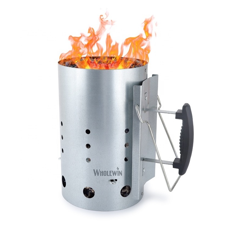 Promotion Wholesale Big capacity Bbq Charcoal Starter Charcoal Chimney Starter With Two Handle