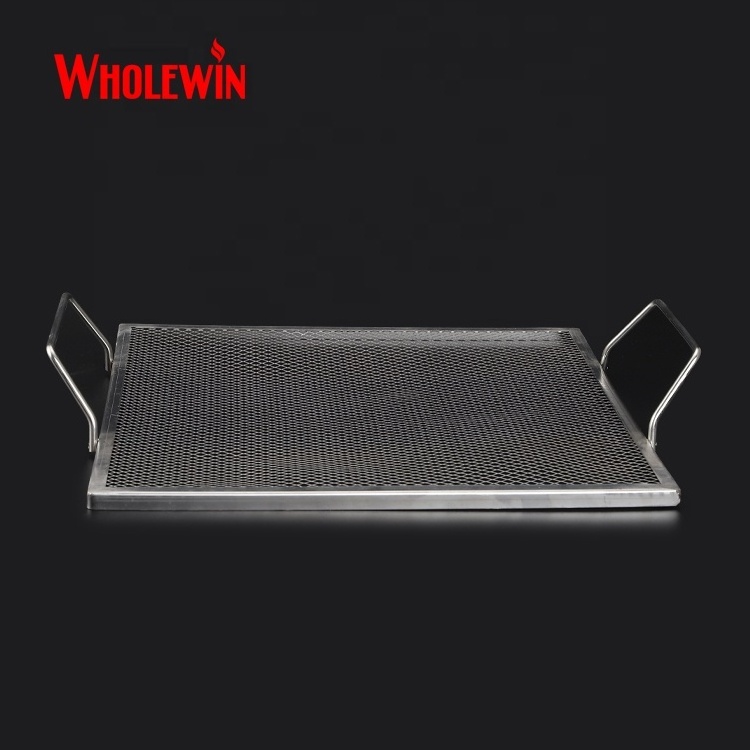 Stainless Steel Square Grill Grate with Handles for Vegetable Preparation for Fire Pit Campfire Cooking Tray