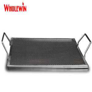 Stainless Steel Square Grill Grate with Handles for Vegetable Preparation for Fire Pit Campfire Cooking Tray