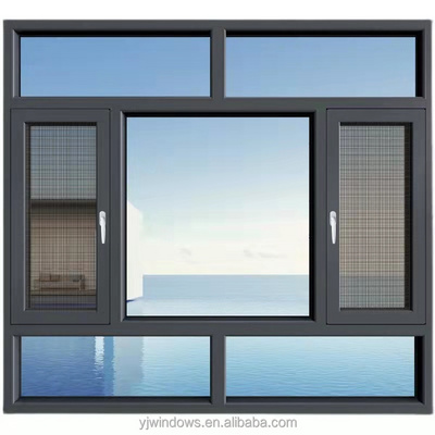 Aluminum Frame Casement Window With Mosquito Net French Windows Security Grills