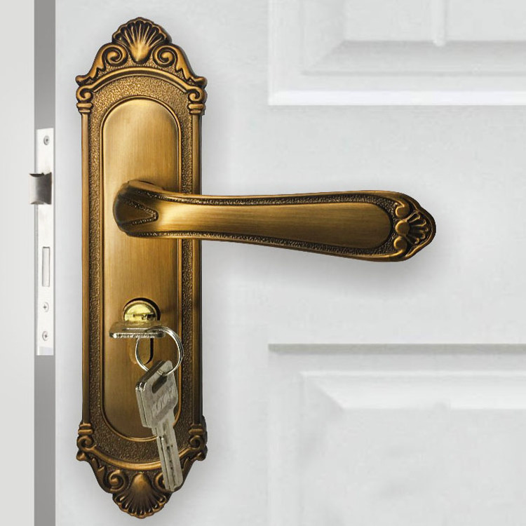 brass handle locks wooden door handle lock