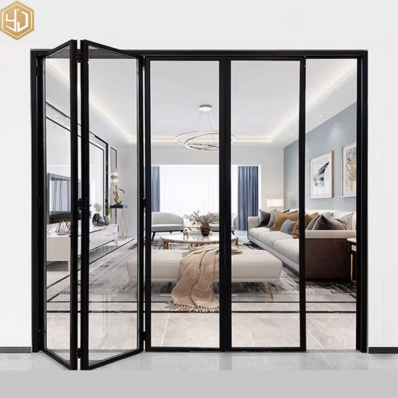 French Design Aluminum Glass Folding Sliding Door For Balcony Waterproof Door Soundproof Door