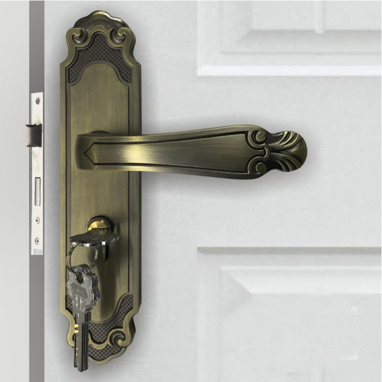 brass handle locks wooden door handle lock