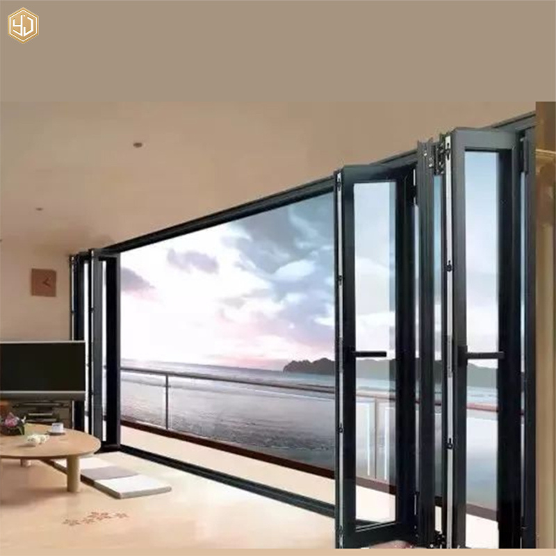 French Design Aluminum Glass Folding Sliding Door For Balcony Waterproof Door Soundproof Door